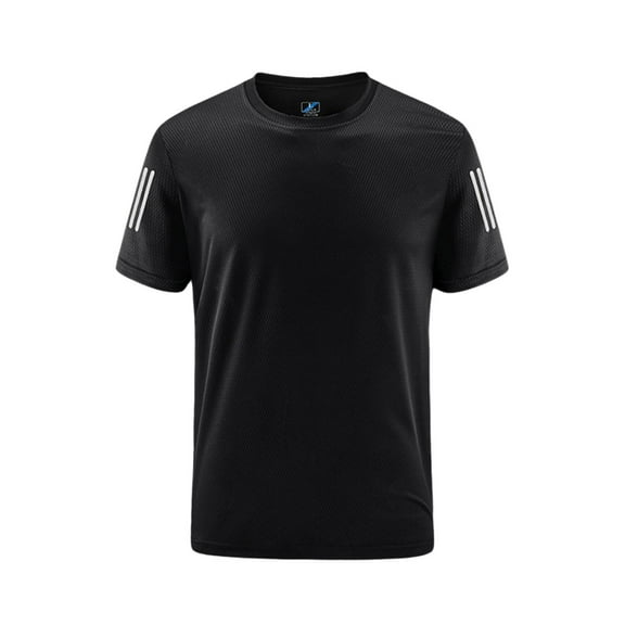 LODIENY Men's Workout Shirts Lightweight Casual Quick Dry Moisture Wicking Cool Gym Tees Tops Short Sleeve Mesh Athletic T-Shirts Black L