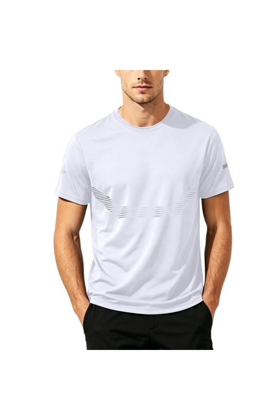 Men's Workout Shirts Quick Dry Moisture Wicking Short Sleeve Crew Neck Athletic T-Shirt Lightweight Breathable Relaxed Fit Tops White XS