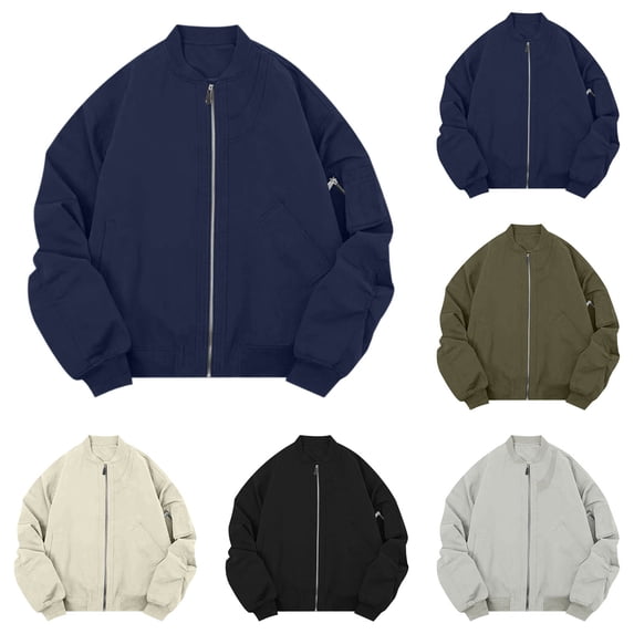 LODIENY Mens Baggy Bomber Jacket Zip Up Lightweight Fashion Varsity Jackets Casual Fall Outdoor Coat with Zipper Pocket Blue XXL
