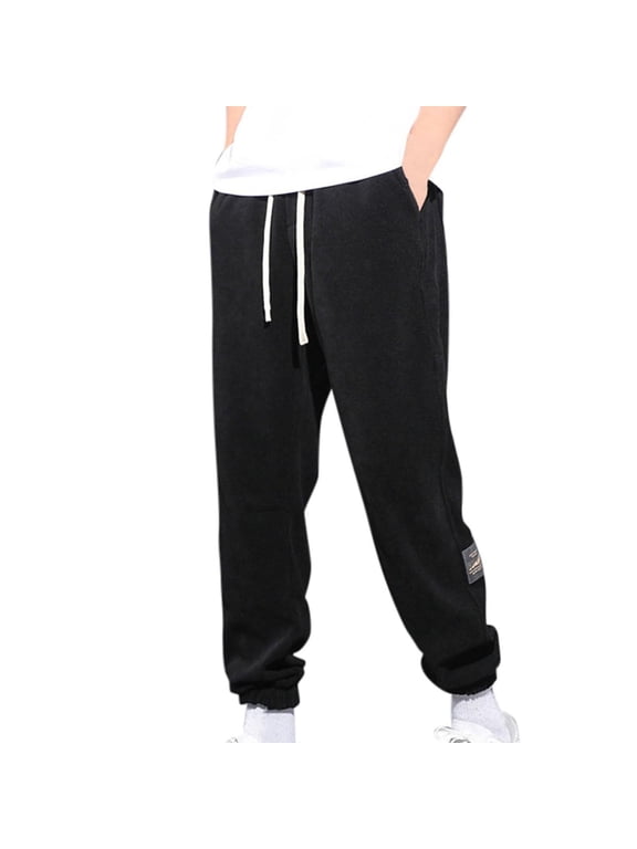 Mens Big and Tall (M-5XL) Tapered Sweatpants with Ankle Ribbing and Pockets Loose Fit Athletic Joggers for Workouts Running Hiking Black M