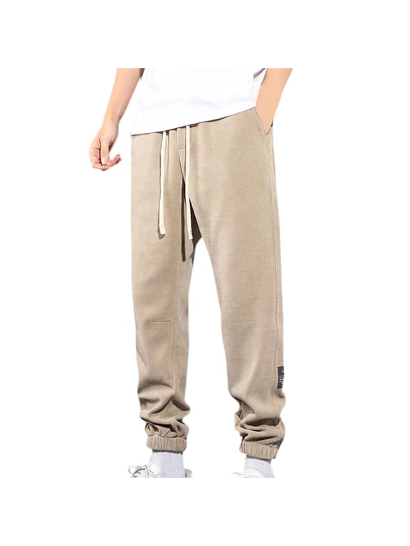 Mens Big and Tall (M-5XL) Tapered Sweatpants with Ankle Ribbing and Pockets Loose Fit Athletic Joggers for Workouts Running Hiking Khaki M