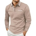 thumbnail image 1 of LODIENY Mens Casual Polo Shirts Classic Short Sleeve 1/4 Button up Golf Shirt Fashion Regular Fit Striped Lapel Collar V Neck Henley Tops with Pocket Khaki XXL, 1 of 9