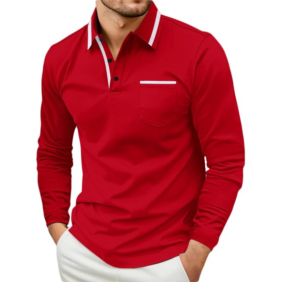 LODIENY Mens Casual Polo Shirts Classic Short Sleeve 1/4 Button up Golf Shirt Fashion Regular Fit Striped Lapel Collar V Neck Henley Tops with Pocket Wine XXXL