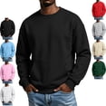 thumbnail image 1 of LODIENY Mens Crew Neck Sweatshirts with Arm Zipper Pockets and Kangaroo Pocket Long Sleeve Baggy Basic Athletic Fall Winter Sweatshirt Pink L, 1 of 7