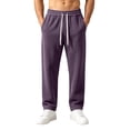 thumbnail image 1 of LODIENY Mens Double Sided Fleece Large Size (S-5XL) Pants Baggy Straight Leg Open Bottom Stretch Drawstring Heavyweight Warm Lounge Sweatpants with Pockets Purple S, 1 of 8