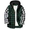 thumbnail image 1 of LODIENY Mens Flannel Hoodie Shirt Casual Button Down Plaid Jacket Shirts Stylish Patchwork Long Sleeve Hooded Outwear Tops with Pocket Green XL, 1 of 7