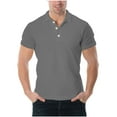 thumbnail image 1 of LODIENY Mens Golf Polo Shirts Short Sleeve Casual Banded Bottom Stretch Classic Fit Solid Knit Button up Athletic Workout T-Shirts Dark Gray M, 1 of 5