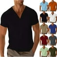 thumbnail image 1 of LODIENY Mens Henley Shirts Casual Button V Neck Summer Short Sleeve Muscle Fit Basic Workout T-Shirts Trendy Solid Color Athletic Gym Tees Tops Navy S, 1 of 4