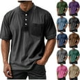 thumbnail image 1 of LODIENY Mens Henley Shirts Short Sleeve Casual Summer Basic Workout T Shirts Button Vintage Lightweight Athletic Tee Tops Green M, 1 of 7