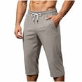 thumbnail image 1 of LODIENY Mens Large Size (M-5XL) Straight Leg Capri Pants Loose Fit Lightweight Breathable Drawstring Casual Sweatpants with Zipper Pockets Khaki XXXXL, 1 of 9