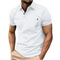 thumbnail image 1 of LODIENY Mens Polo Shirts Quarter Button Shirts Casual Classic Lightweight Short Sleeve Golf Collared Shirts Quick Dry Athletic T-Shirts White XXXL, 1 of 5