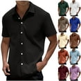 thumbnail image 1 of LODIENY Mens Short Sleeve Dress Shirts Wrinkle Free Casual Stretch Button Down Business Shirts Summer Untucked Dress Shirt Wedding Prom Tops Khaki M, 1 of 7