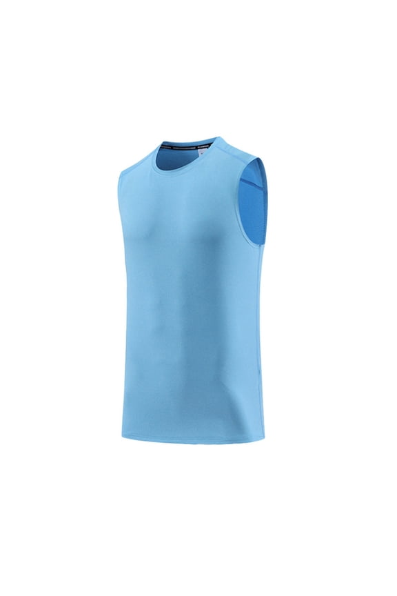 Mens Sleeveless Tight Shirts Basketball Football Baseball Undershirt Crew Neck Moisture Wicking Lightweight Athletic Tank Tops Plus Size L-5XL Blue L