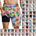 thumbnail image 1 of LODIENY Mens Stretch Lined Swim Trunks Drawstring Elastic Waist Summer Tropical Pattern Printed Quick Dry Bathing Suit Palm Tree Beach Pool Board Shorts with Pockets A-Multicolor#20 S, 1 of 7