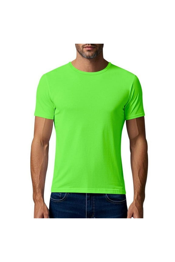 Mens T-Shirts Cotton Plain Regular Fit Casual Solid Color Summer Tshirt Crewneck Short Sleeve Casual Basic Tee Shirt for Men Green XL