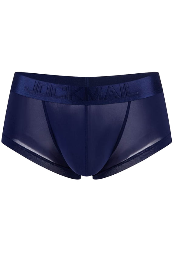Mens Underwear Bulge Pouch Ice Silk Seamless Underpants Low Rise Trunks Short Leg Boxer Briefs Blue XL