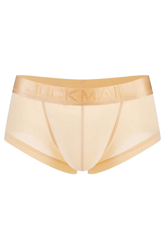 Mens Underwear Bulge Pouch Ice Silk Seamless Underpants Low Rise Trunks Short Leg Boxer Briefs Khaki M