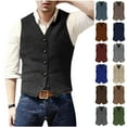 thumbnail image 1 of LODIENY Mens Vintage Tweed Suit Vest Sleeveless Retro V Neck Casual Wool Waistcoat for Wedding Groomsmen Men's Slim Fit Formal Vest Beige L, 1 of 7