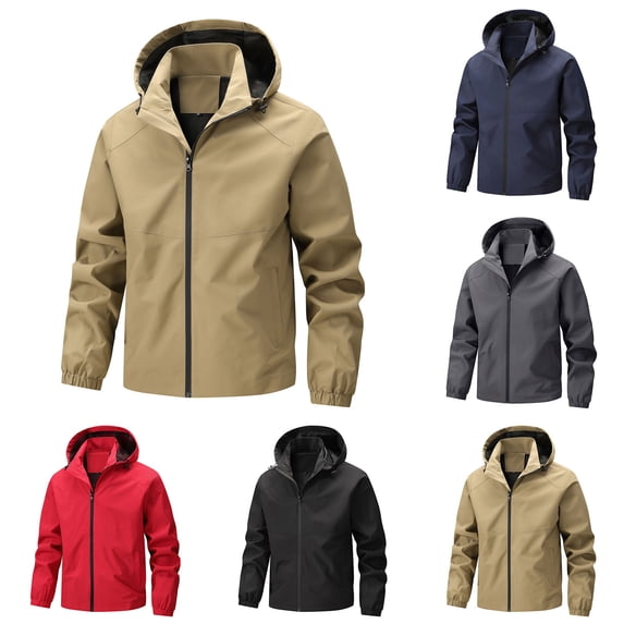 LODIENY Mens Waterproof Shell Jacket Full Zip Hooded Raincoat Lightweight Windbreaker for Cycling Hiking Golf Outdoor Blue XS