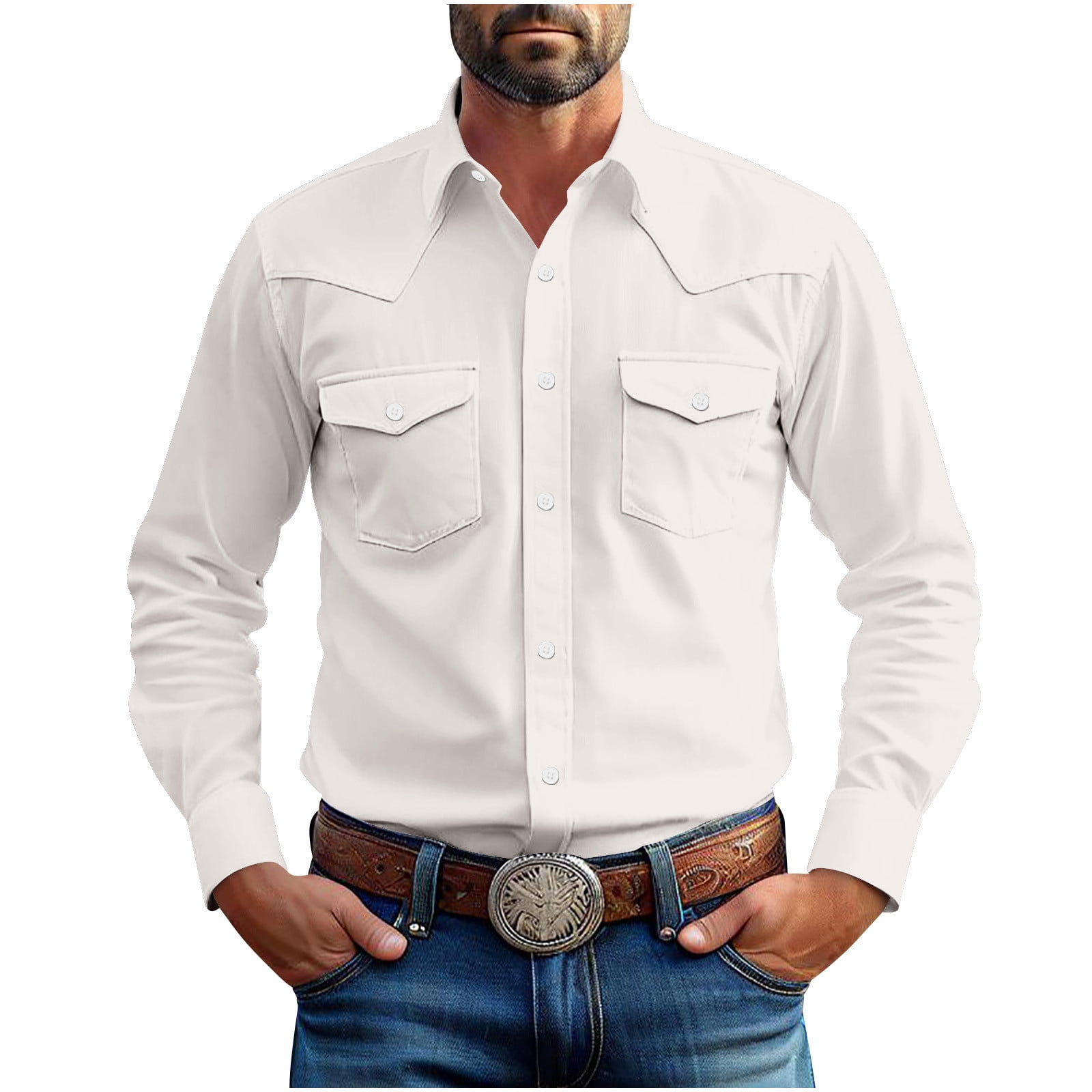 LODIENY Mens Western Cowboy Shirts Button Up Shirts Big and Tall ...