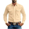 thumbnail image 1 of LODIENY Mens Western Cowboy Shirts Button Up Shirts Big and Tall Classic Fit Summer Long Sleeve Work Shirts for Men with Two Pockets Z-Beige XXXL, 1 of 7