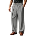 thumbnail image 1 of LODIENY Mens Wide Leg Baggy Dress Pants Button Decorative Pleated Slacks Work Business Suit Trousers with Pockets Gray M, 1 of 5