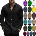 thumbnail image 1 of LODIENY Mens Wrinkle Free Dress Shirts Long Sleeve Untucked Shirts Casual Button Down Inner Contrast Business Shirts Army Green S, 1 of 6