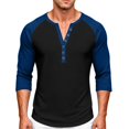 thumbnail image 1 of LODIENY Plus Size (S-5XL) Casual Slim Fit T-Shirts for Men Henley Button Down Shirt Raglan 3/4 Sleeve Color Block Jersey Baseball Tops Blue XXXXL, 1 of 3
