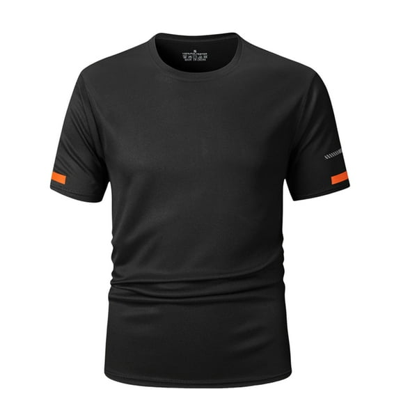 LODIENY Quick Dry Workout Shirts for Men-Regular Fit Black Gym Moisture Wicking Short Sleeve T-Shirts for Running Athletic Casual Black L