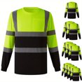 thumbnail image 1 of LODIENY Reflective Shirts for Men Women Class 3 High Visibility Shirts with Long Sleeves, Hi Vis Safety Shirts for Men Women, Breathable Construction Shirts with Black Bottom Pack of 1-Yellow S, 1 of 10