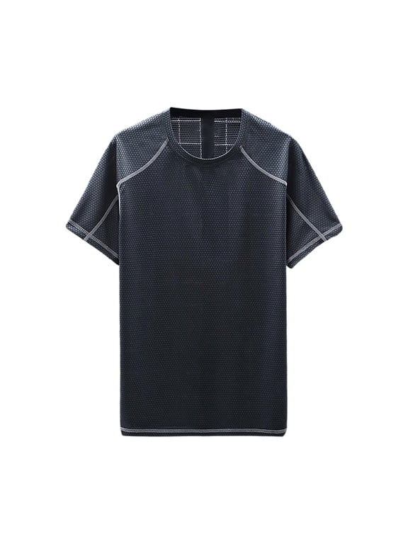 Short Sleeve Quick Dry Shirts for Men Crew Neck Workout Gym Mesh Shirt Athletic Running Lightweight Breathable Performance Tops Big snd Tall (M-5XL) Tees Dark Gray M