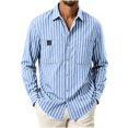 thumbnail image 1 of LODIENY Striped Long Sleeve Dress Shirt for Men Button Down Collared Baggy Stylish Work Blouses with Pockets Light Blue XXL, 1 of 4