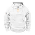 thumbnail image 1 of LODIENY Tactical Hoodies for Men Lightweight Quarter Zip Pullover Tops Fall Winter Casual Long Sleeve Drawstring Workout Hiking Hooded Sweatshirts with Multiple Pockets White XXL, 1 of 7