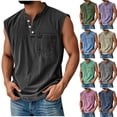 thumbnail image 1 of LODIENY Tank Tops Henley Shirts for Men Sleeveless Gym Workout Running Beach Summer Vintage Button Down V Neck Solid Muscle T-Shirts with Pockets Navy M, 1 of 6