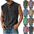 thumbnail image 1 of LODIENY Tank Tops Henley Shirts for Men Sleeveless Gym Workout Running Beach Summer Vintage Button Down V Neck Solid Muscle T-Shirts with Pockets Purple XXL, 1 of 7
