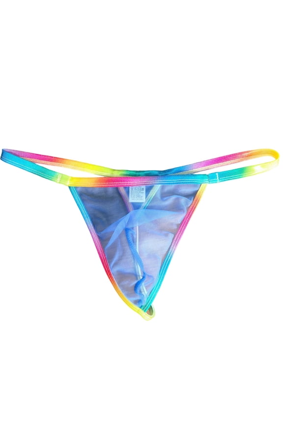 Transparent Mesh Sheer G-String Thong for Men Low Rise Breathable Bulge Pouch G-String Underpants Y-Back Lightweight Underwear Blue M