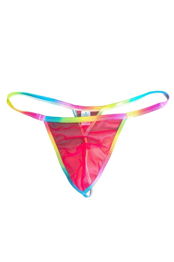 Transparent Mesh Sheer G-String Thong for Men Low Rise Breathable Bulge Pouch G-String Underpants Y-Back Lightweight Underwear Red XL