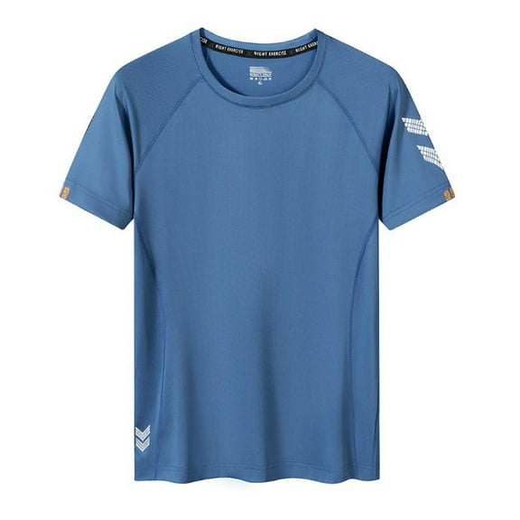 LODIENY Workout Shirts for Men Lightweight Casual Summer Short Sleeve Quick Dry Athletic Gym Active T Shirt Moisture Wicking Tee Tops Blue XXXXXL