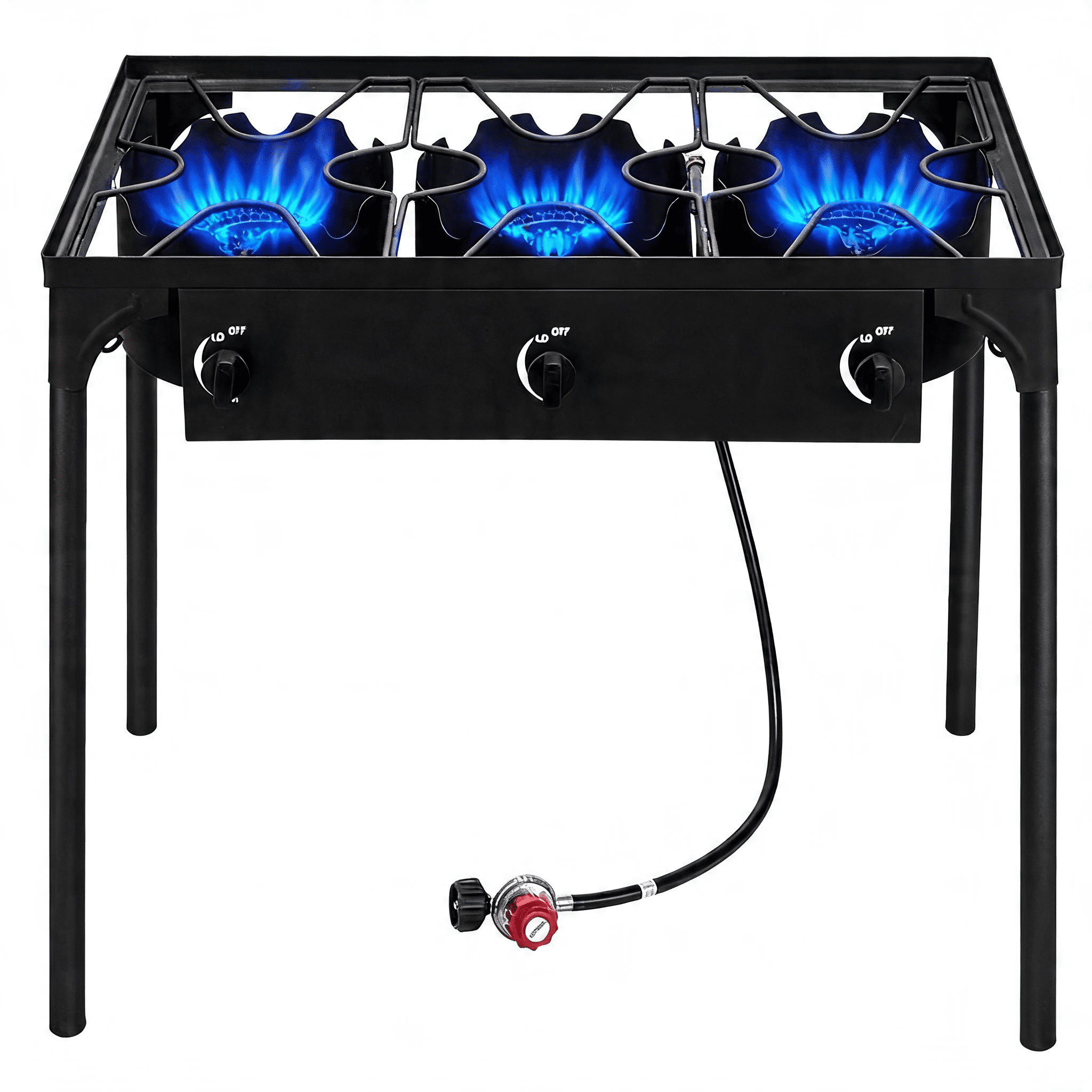 LODZPK 3 Burner 225000 BTU High Pressure Propane Gas Cooker, Portable Cast Iron Outdoor Camp Stove