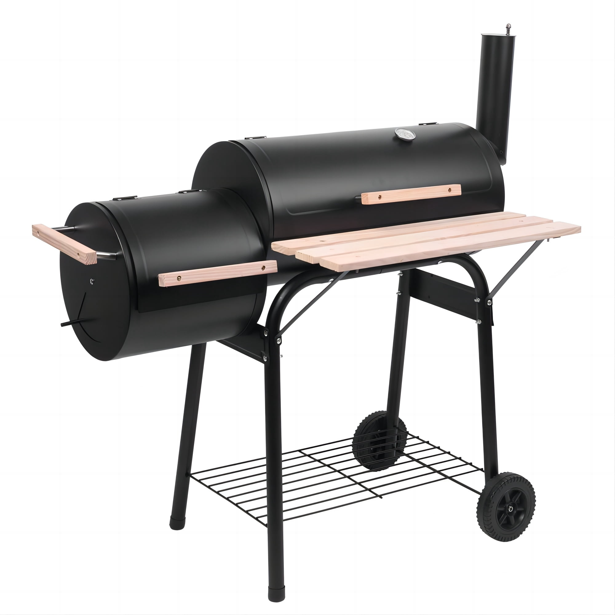 LODZPK Portable Charcoal BBQ Grill, Thermometer & Large Space for Camping Picnic Black