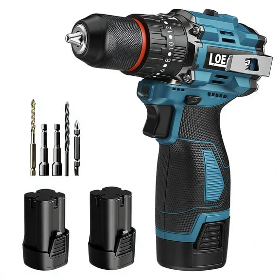 LOEA 16.8V Max Brushless Drill Set with Impact Washer and Belt Clip – 3/8" Keyless Chuck, 2 Batteries, Charger, 5-Piece Kit