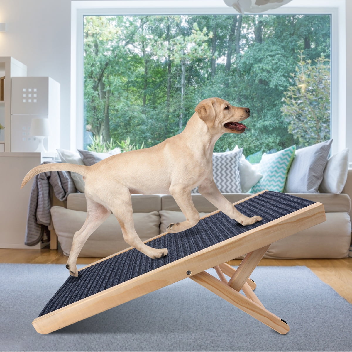 LOEFME Foldable Pet Dog/Cat Ramp 3Steps Adjustable NonSlip Puppy