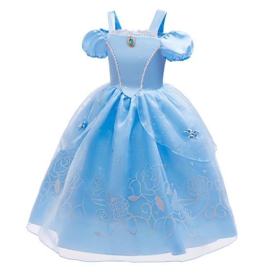 LOEL Girls Princess Dress Blue Fairy Fancy Dress Birthday Party Dress Up 2-9Y