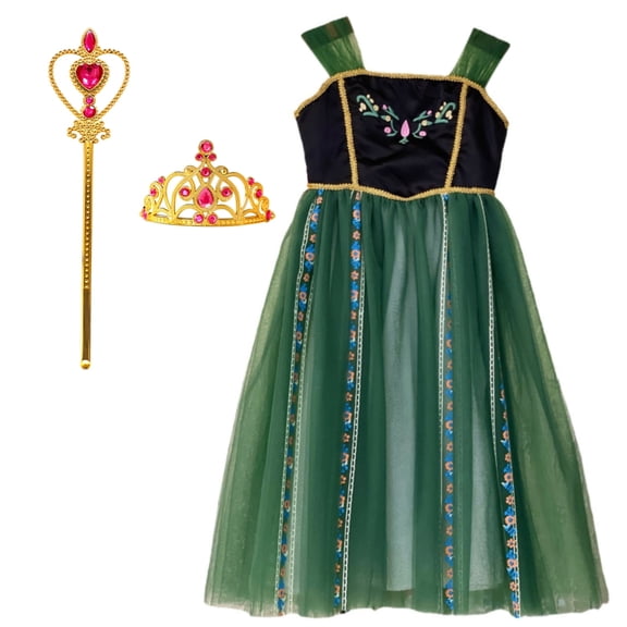 LOEL Girls Princess Dress Fancy Outfit Christmas Birthday Theme Party Fairy Green Dress