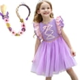 thumbnail image 1 of LOEL Little Girls Princess Fancy Dress Short Sleeve Purple Tulle Casual Dress Wedding Party Dresses 2-9Y, 1 of 9