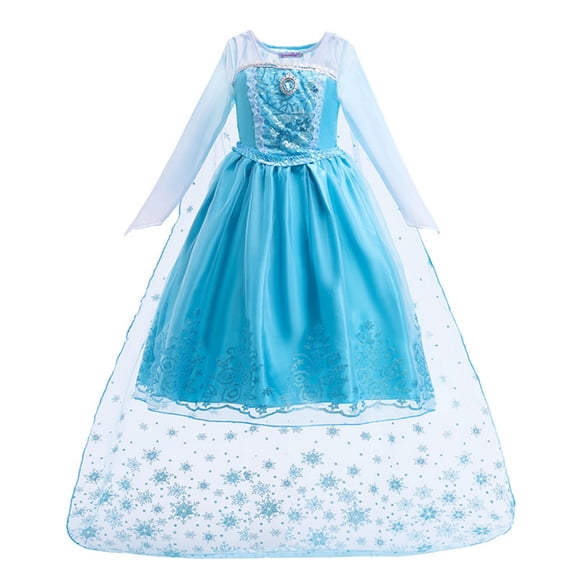 LOEL Princess Dress for Girls Birthday Party Queen Dress up Long Sleeve Sequin Dress Blue Fancy Outfit