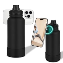 LOEL Stainless Steel 1000ml Sports Bottle with Magnetic Phone Stand, 12H Temp Retention, Non-Slip Leak-Proof for Fitness Travel Gym Office