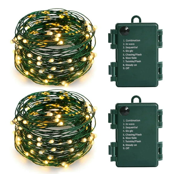 LOENDE Christmas Lights, 50 LED 17 FT Battery Operated Fairy Lights for Home Party Garden Christmas Decoration, 2 Pack