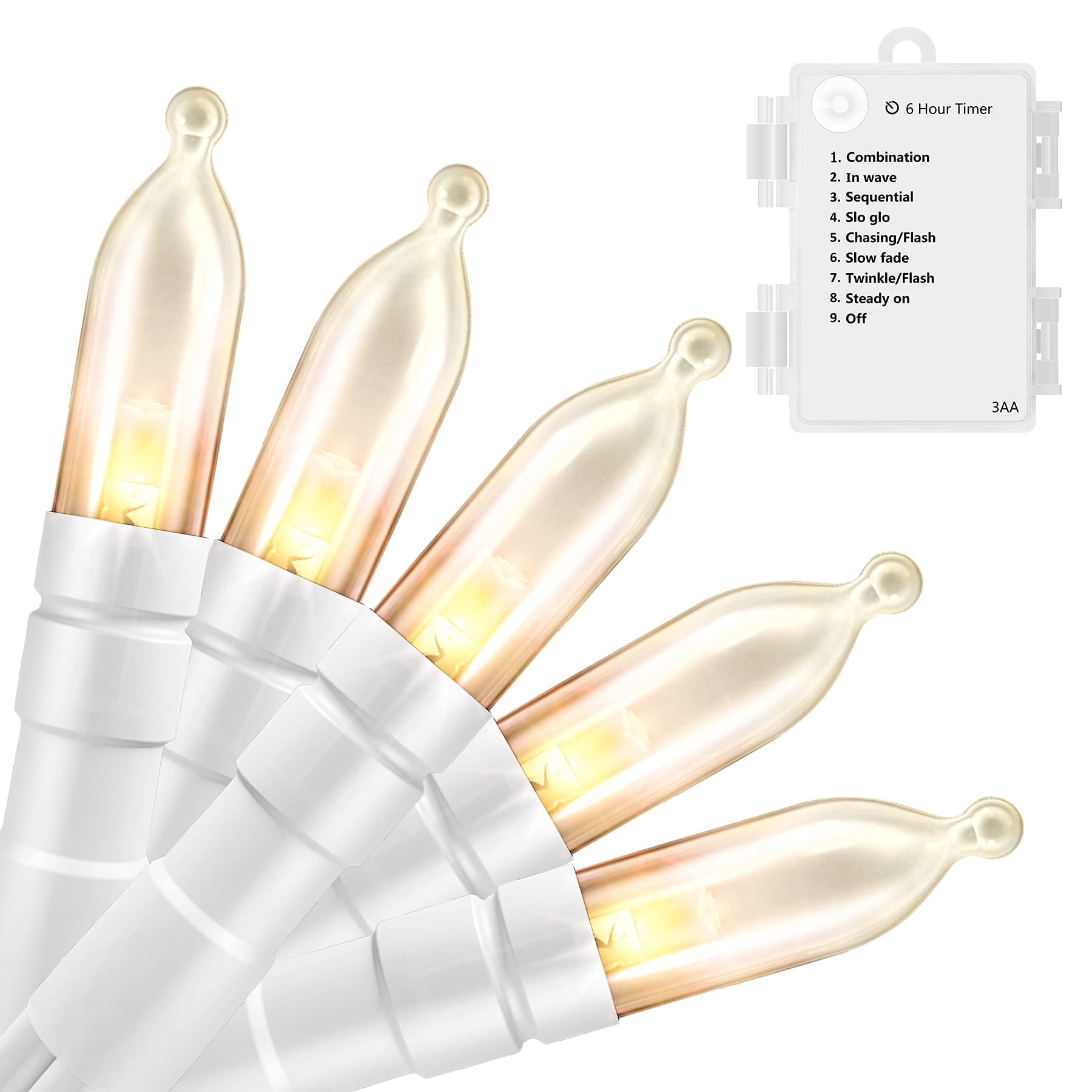 LOENDE Christmas Lights, 50 LED Battery Operated String Lights 18FT