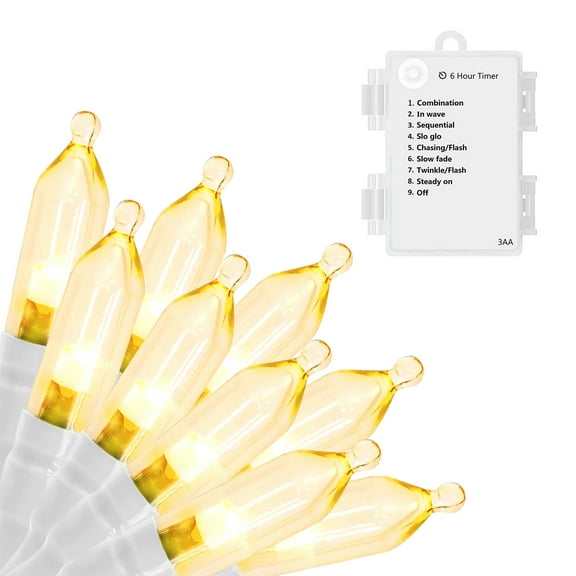 LOENDE Christmas Lights, 50 LED Battery Operated String Lights 18FT Mini String Lights, Indoor Outdoor Patio Party Christmas Decor, White & Warm White